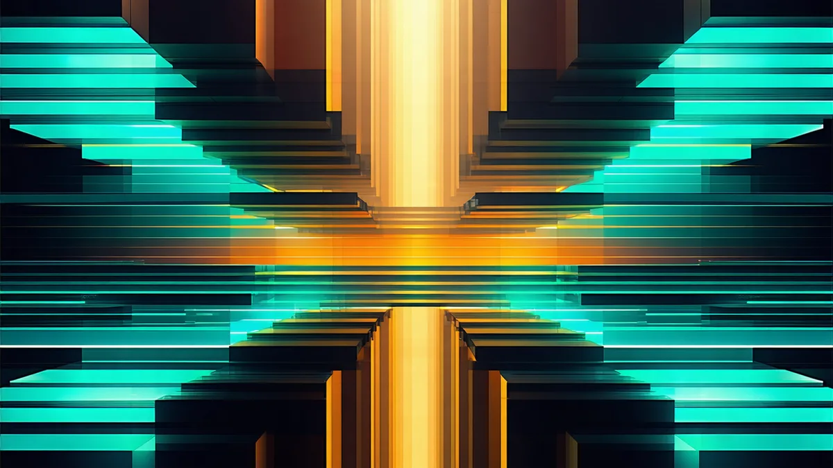 Abstract stacked layers representing a technology platform stack
