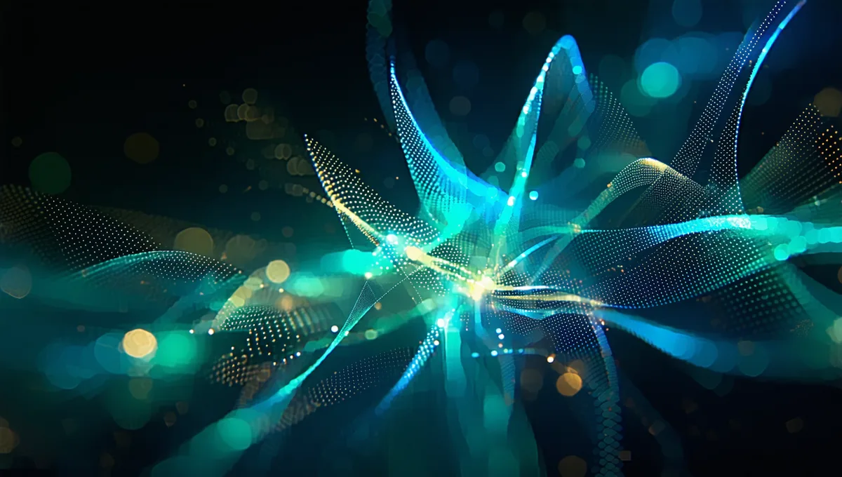 Abstract visualization of data analytics flowing into a central dashboard hub